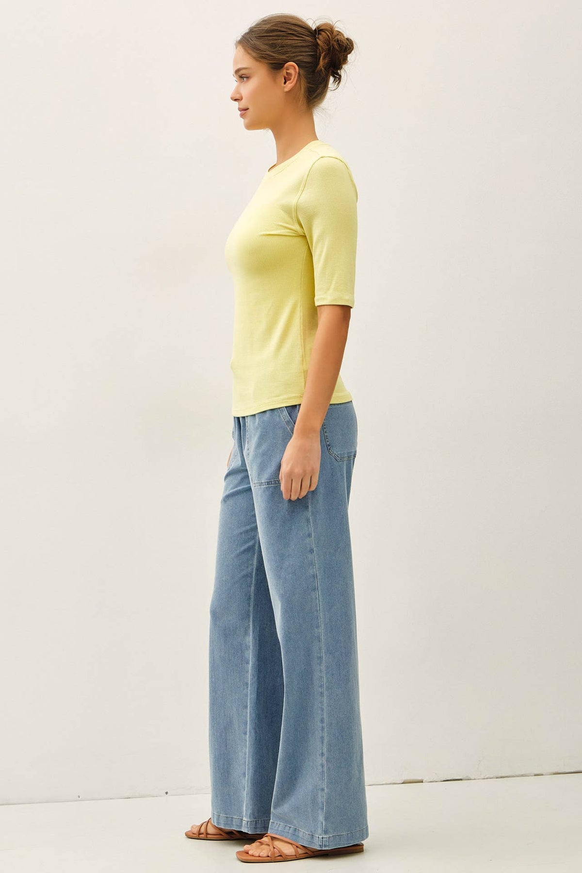 Modal Classic Ribbed Crewneck Short Sleeve Top