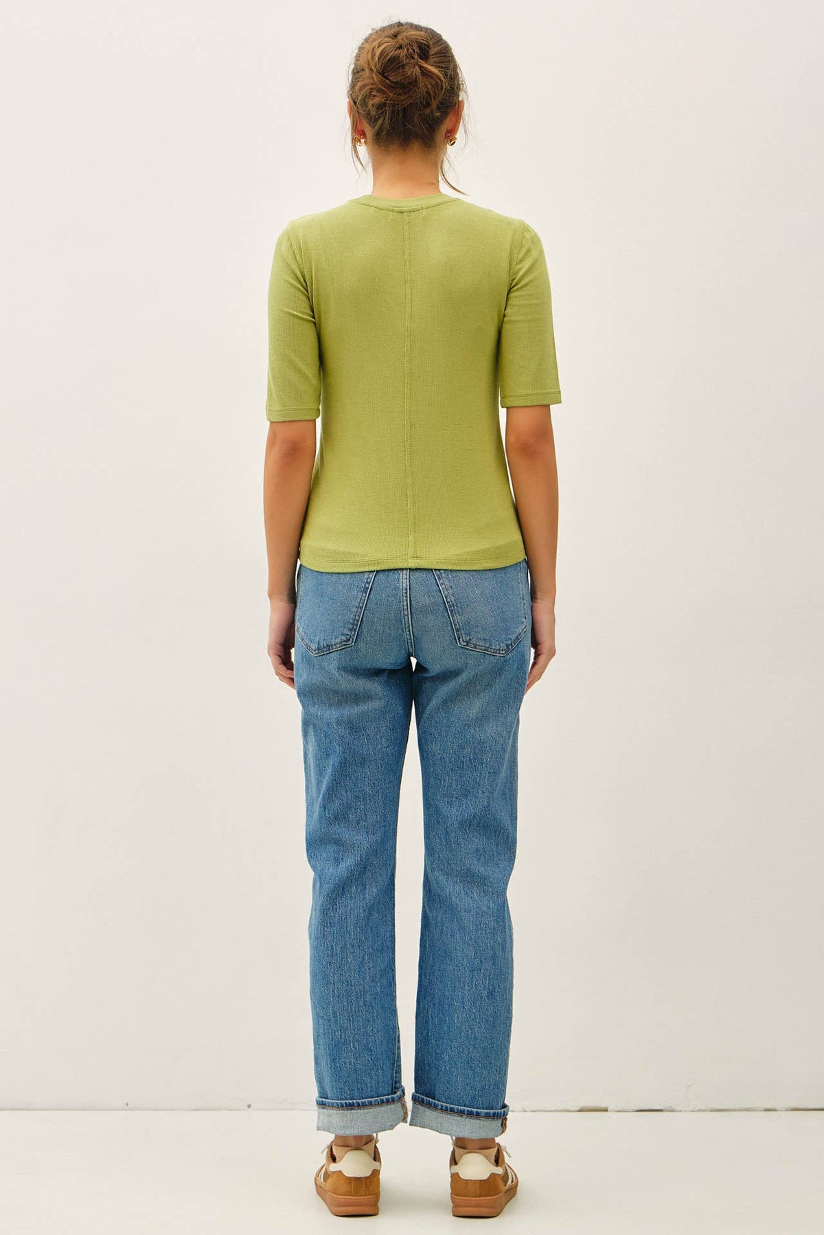 Modal Classic Ribbed Crewneck Short Sleeve Top