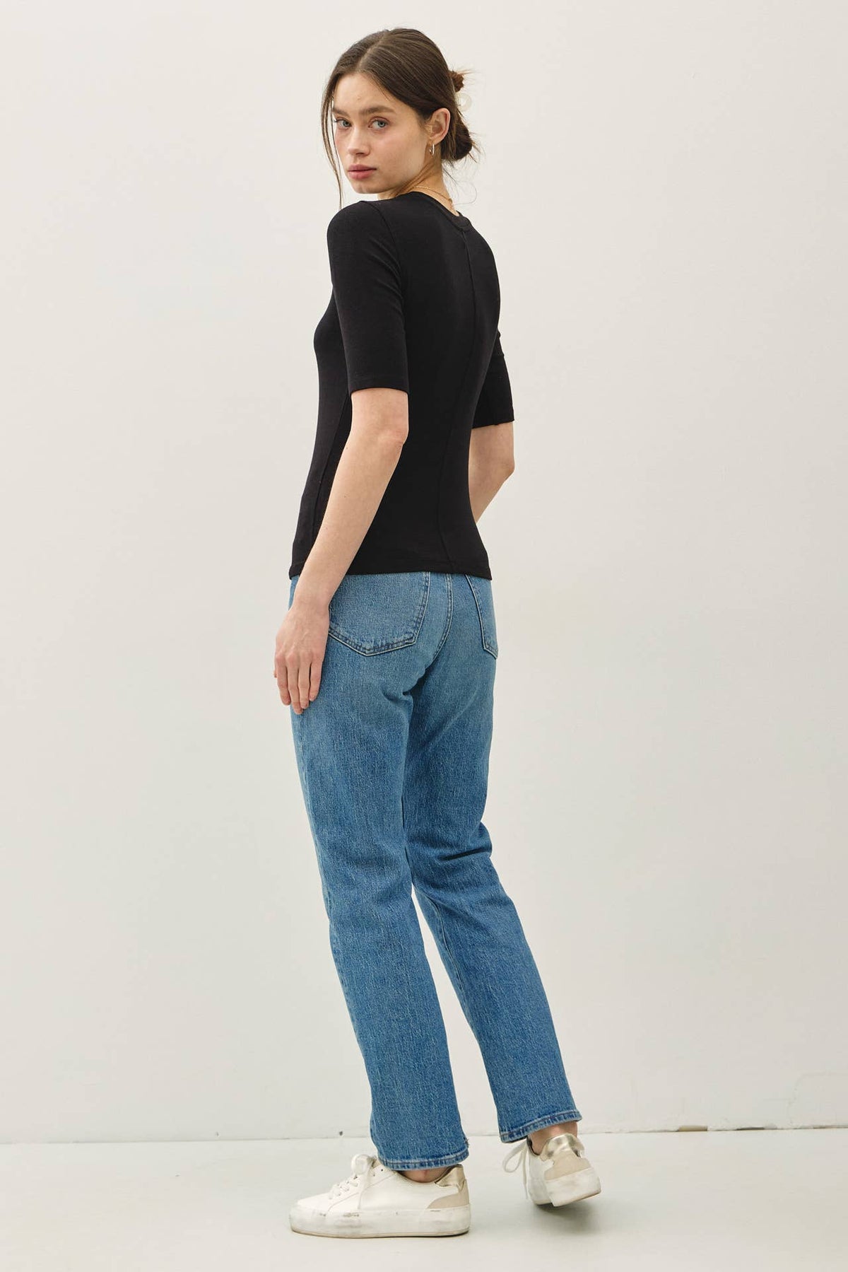Modal Classic Ribbed Crewneck Short Sleeve Top