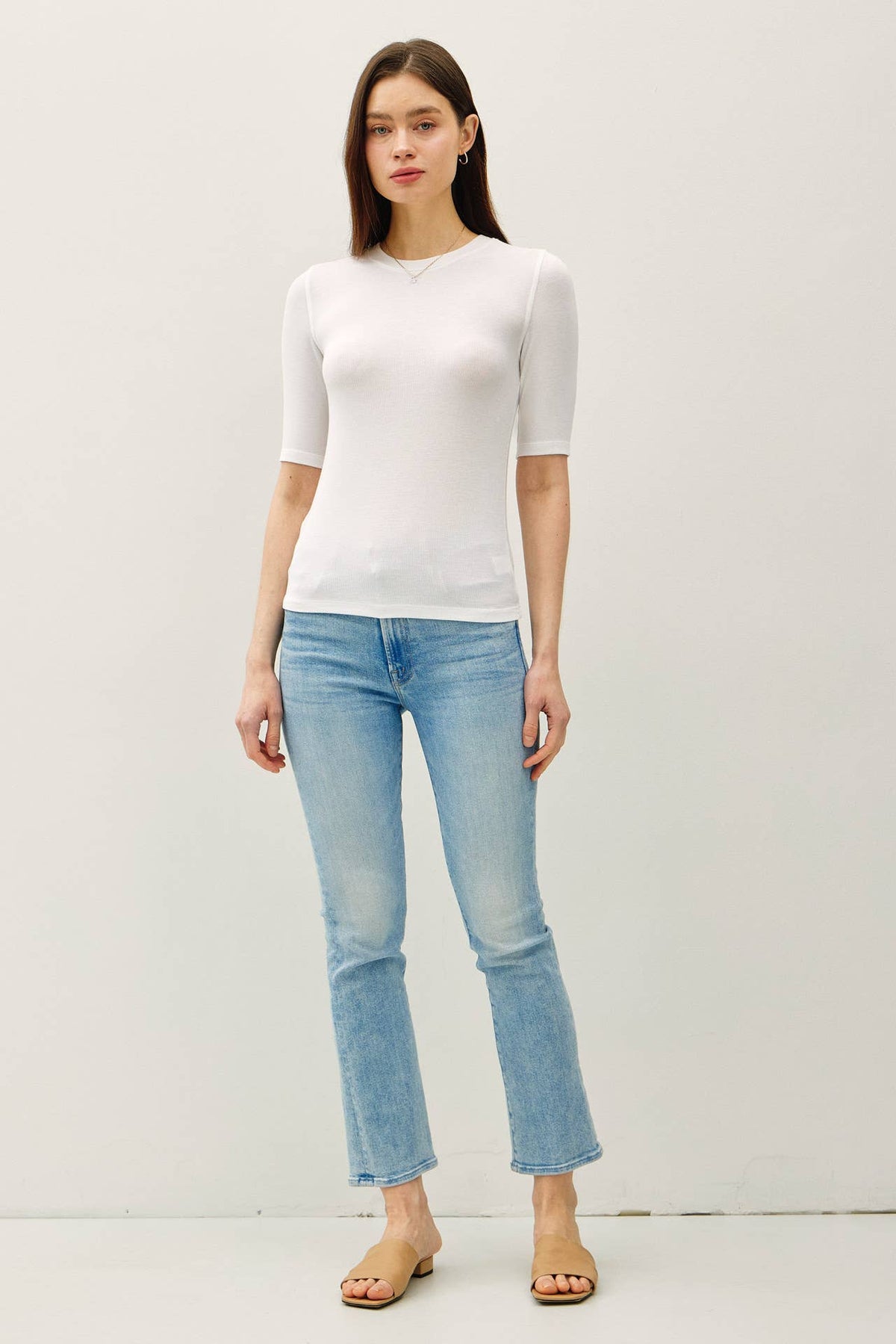 Modal Classic Ribbed Crewneck Short Sleeve Top