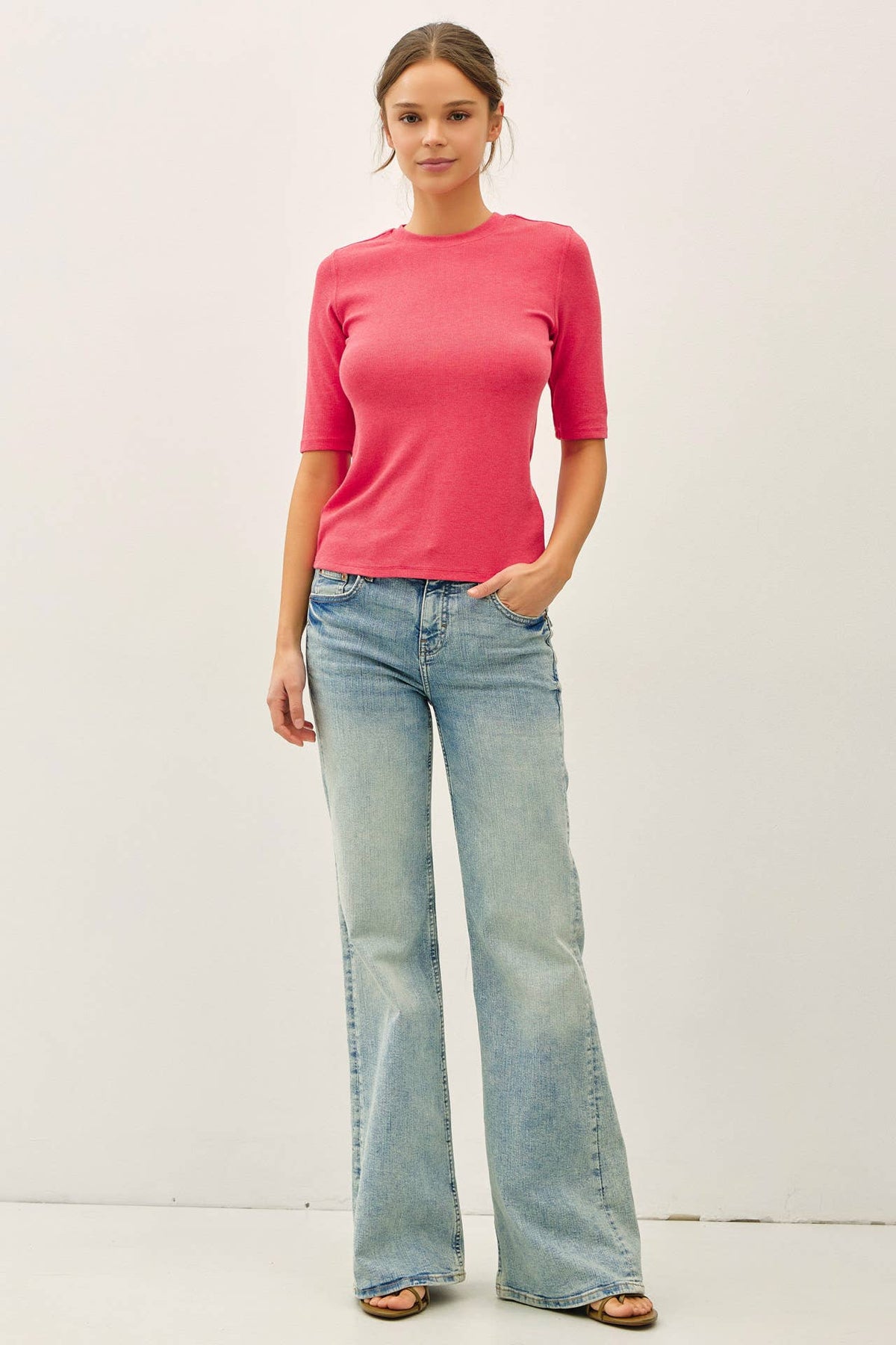 Modal Classic Ribbed Crewneck Short Sleeve Top